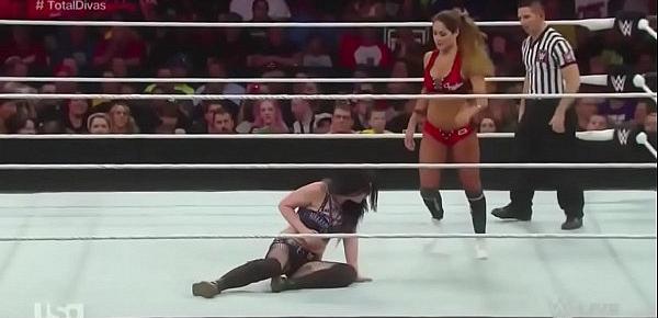  Paige vs The Bellas. Handicap match. Raw 2015.